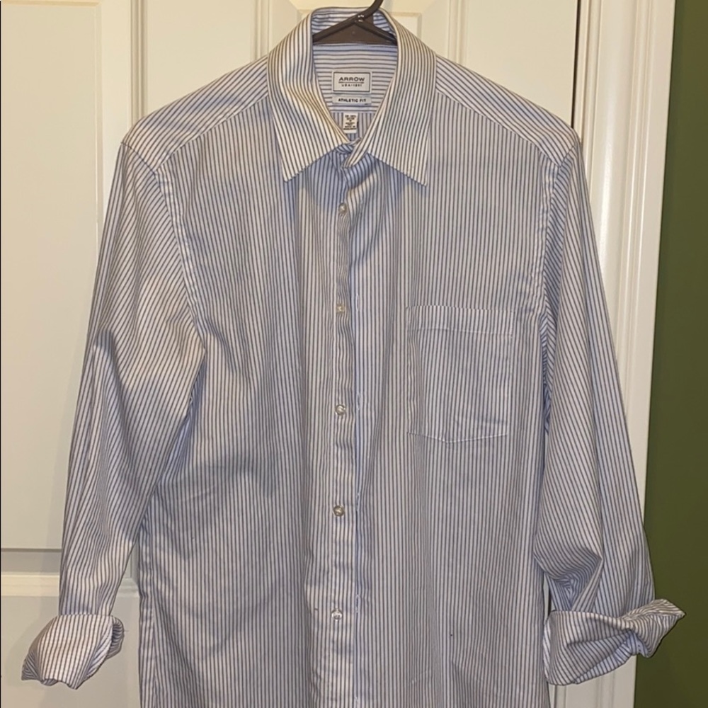 Line Pattern Athletic Fit Dress Wrinkle Free Shirt